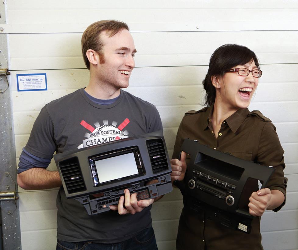 Greg and Jen with new and old radios
